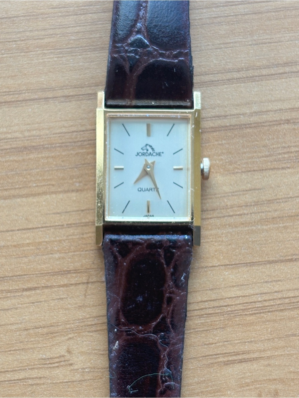 Jordache Women’s Gold-Tone Quartz Watch with Brown Leather Strap